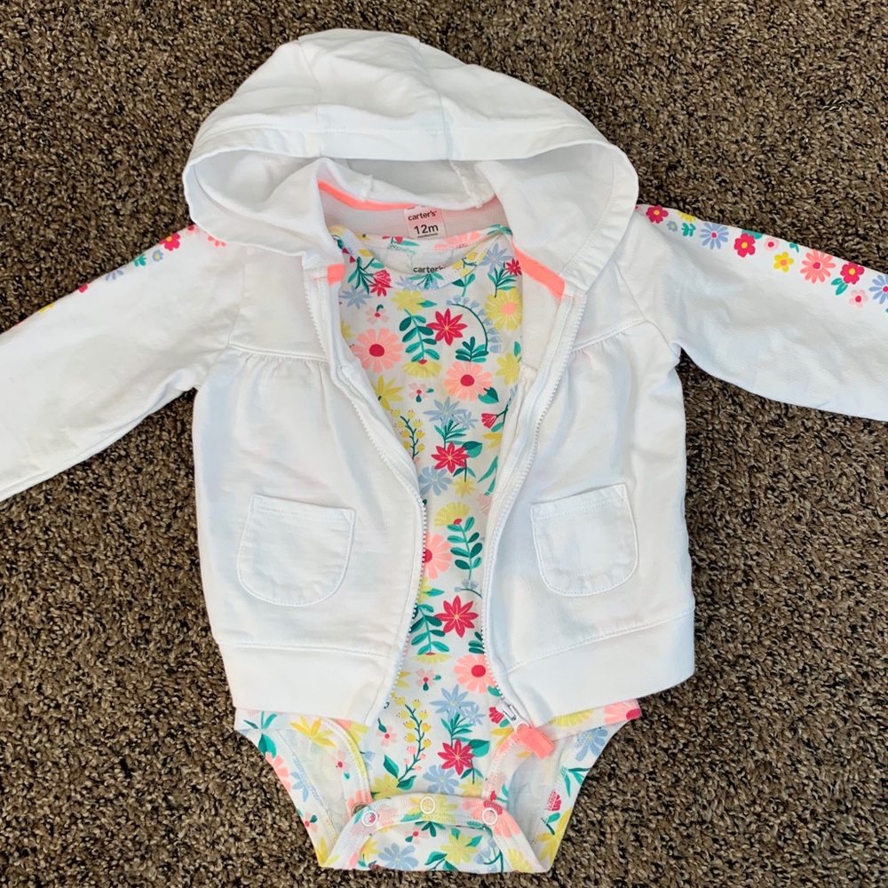 Baby Girl floral onesie and matching jacket